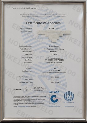 NOVELO certification document 2