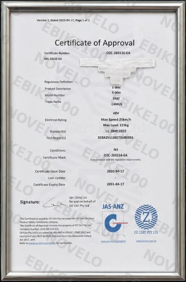 NOVELO certification document 3